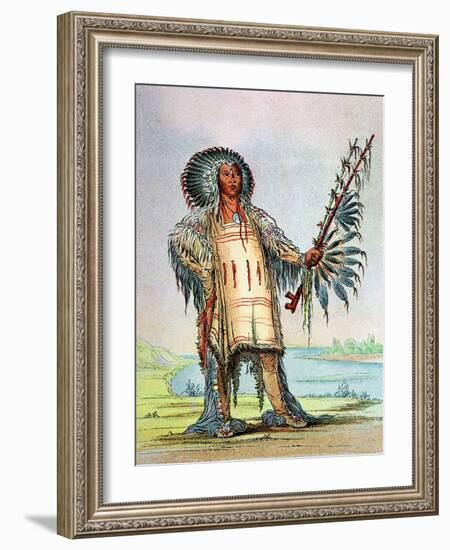 Mandan Indian Ha-Na-Tah-Muah (Wolf Chief)-George Catlin-Framed Giclee Print