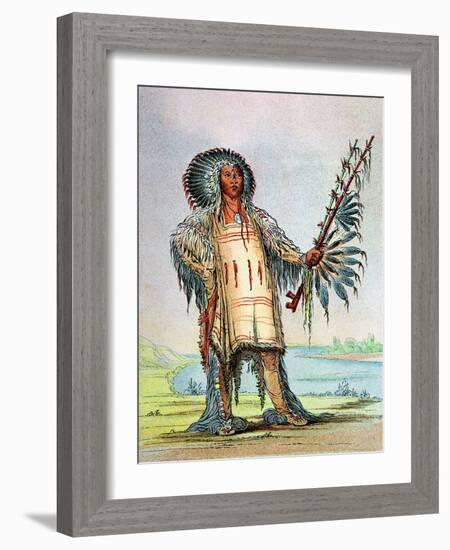 Mandan Indian Ha-Na-Tah-Muah (Wolf Chief)-George Catlin-Framed Giclee Print