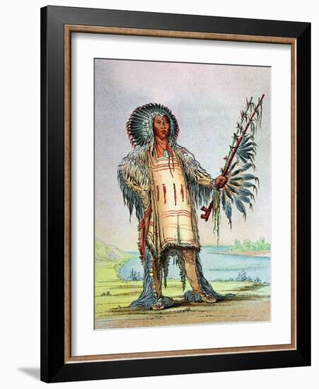 Mandan Indian Ha-Na-Tah-Muah (Wolf Chief)-George Catlin-Framed Giclee Print