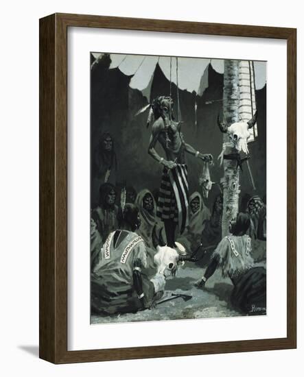 Mandan Initiation Ceremony (The Sundance), 1888-Frederic Remington-Framed Giclee Print