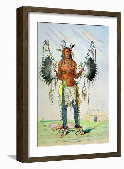 Mandan Medicine Man Mah-To-Hah "Old Bear"-George Catlin-Framed Giclee Print