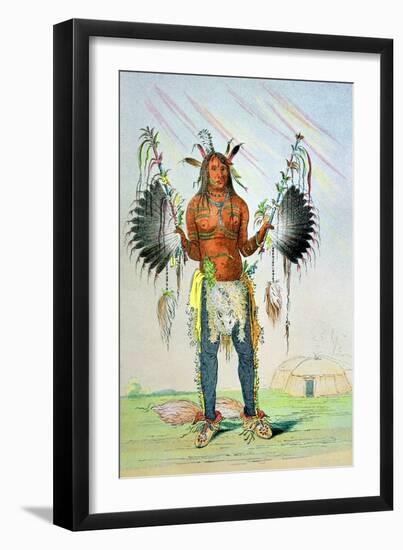 Mandan Medicine Man Mah-To-Hah "Old Bear"-George Catlin-Framed Giclee Print