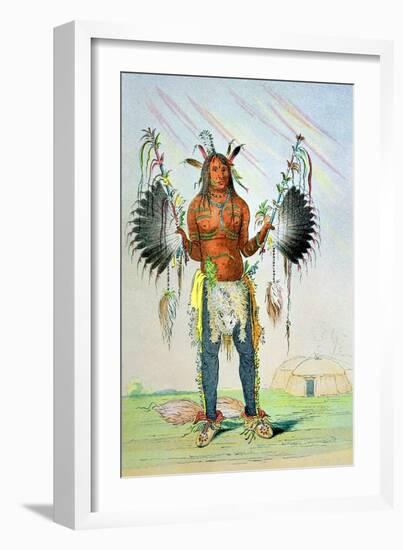 Mandan Medicine Man Mah-To-Hah "Old Bear"-George Catlin-Framed Giclee Print