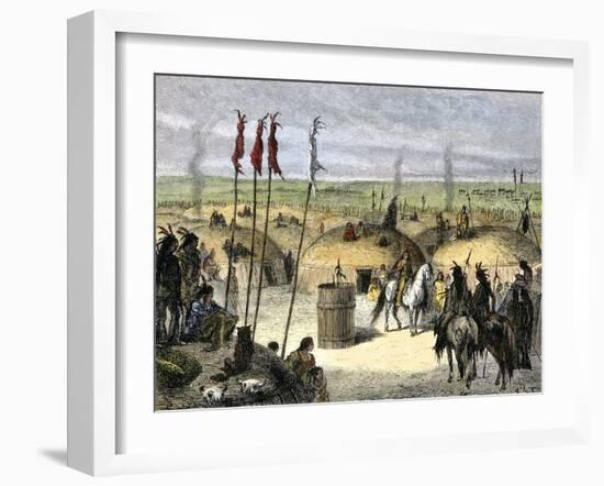 Mandan Village around a Sacred Ark, or Big Canoe Cylinder-null-Framed Giclee Print