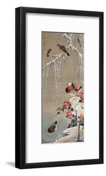 Mandarin Duck in the Snow 1-Jakuchu Ito-Framed Giclee Print