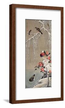 Mandarin Duck in the Snow 1-Jakuchu Ito-Framed Giclee Print