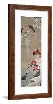 Mandarin Duck in the Snow 1-Jakuchu Ito-Framed Giclee Print