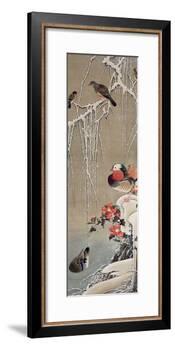 Mandarin Duck in the Snow 1-Jakuchu Ito-Framed Giclee Print