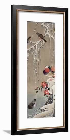 Mandarin Duck in the Snow 1-Jakuchu Ito-Framed Giclee Print