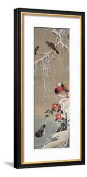 Mandarin Duck in the Snow 1-Jakuchu Ito-Framed Giclee Print