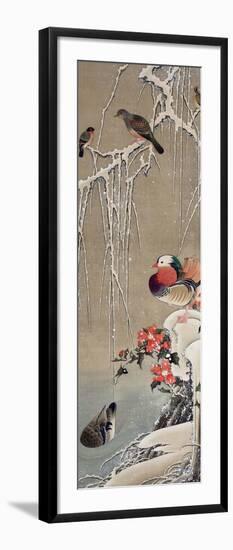 Mandarin Duck in the Snow 1-Jakuchu Ito-Framed Giclee Print