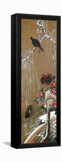 Mandarin Duck in the Snow 2-Jakuchu Ito-Framed Premier Image Canvas