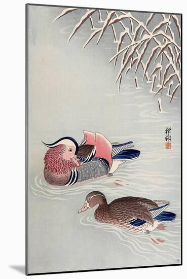 Mandarin Ducks in Snow-Koson Ohara-Mounted Giclee Print