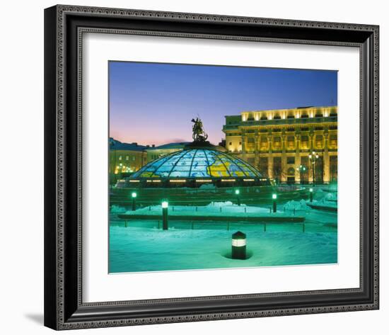 Manege Square and domed roof of the Shopping Centre, Moscow, Russia-null-Framed Art Print