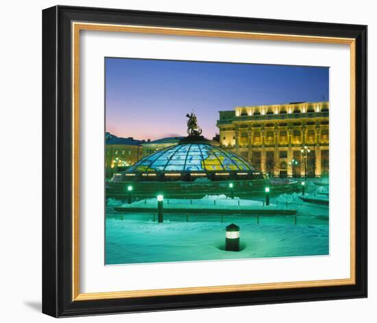 Manege Square and domed roof of the Shopping Centre, Moscow, Russia-null-Framed Art Print