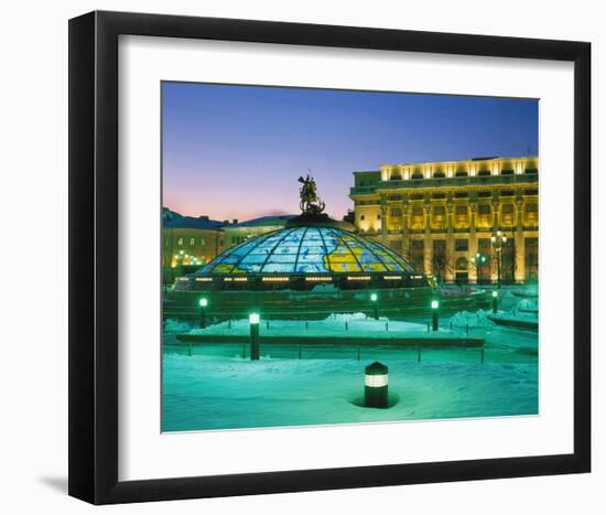 Manege Square and domed roof of the Shopping Centre, Moscow, Russia-null-Framed Art Print