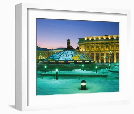 Manege Square and domed roof of the Shopping Centre, Moscow, Russia-null-Framed Art Print