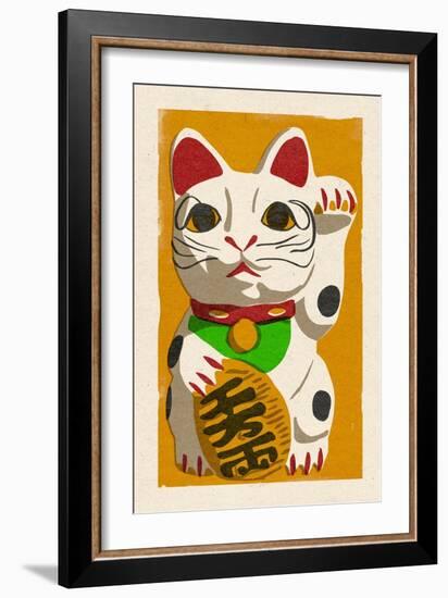 Maneki Neko - Woodblock-Lantern Press-Framed Art Print