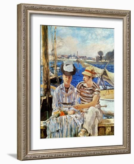 Manet: Boaters, 1874-Edouard Manet-Framed Giclee Print