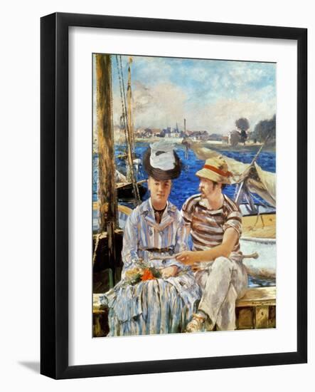 Manet: Boaters, 1874-Edouard Manet-Framed Giclee Print