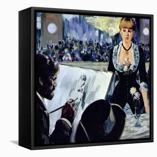 Manet Painting the Girl Behind the Bar at the Folies-Bergere-Luis Arcas Brauner-Framed Premier Image Canvas