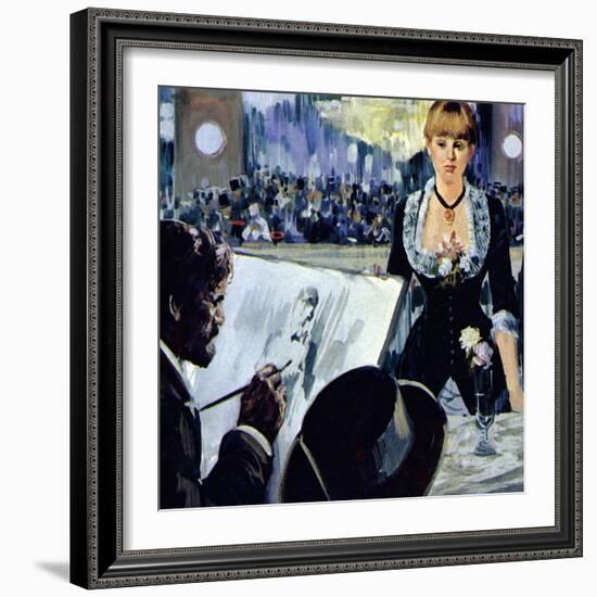 Manet Painting the Girl Behind the Bar at the Folies-Bergere-Luis Arcas Brauner-Framed Giclee Print