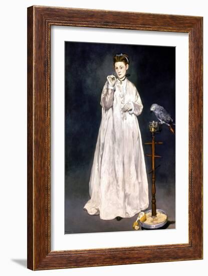 Manet: Woman & Parrot-Edouard Manet-Framed Giclee Print