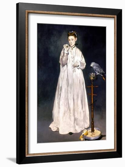 Manet: Woman & Parrot-Edouard Manet-Framed Giclee Print