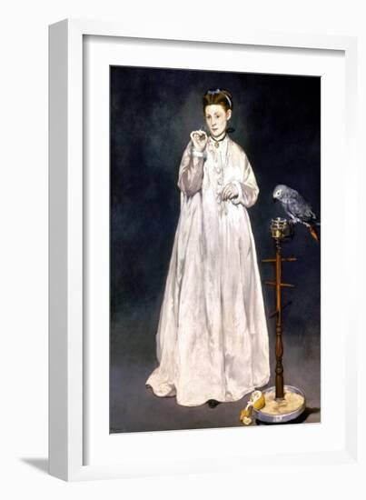 Manet: Woman & Parrot-Edouard Manet-Framed Giclee Print