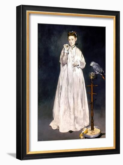 Manet: Woman & Parrot-Edouard Manet-Framed Giclee Print