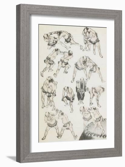 Manga, volume 3 : les lutteurs-Katsushika Hokusai-Framed Giclee Print