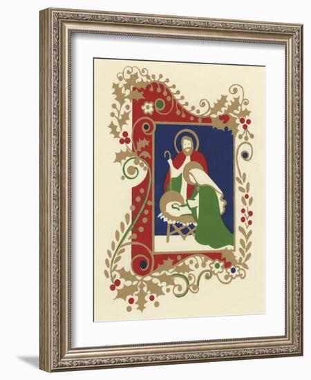 Manger Scene with Border-Crockett Collection-Framed Giclee Print