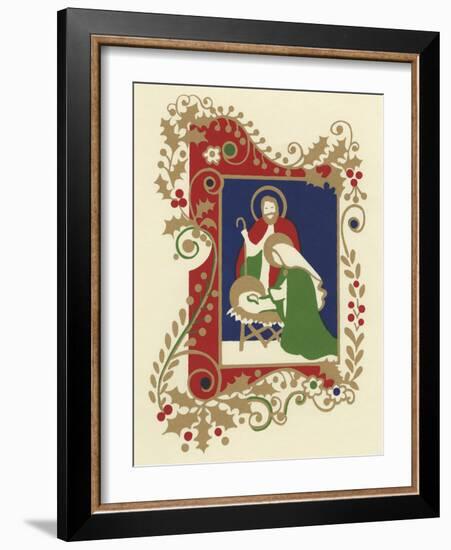 Manger Scene with Border-Crockett Collection-Framed Giclee Print