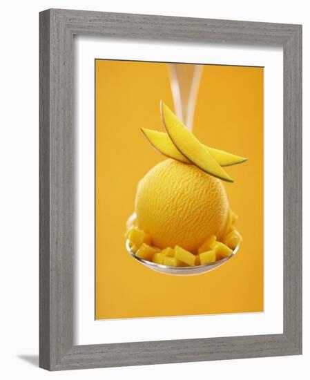 Mango Sorbet with Fresh Fruit on a Spoon-Marc O^ Finley-Framed Photographic Print