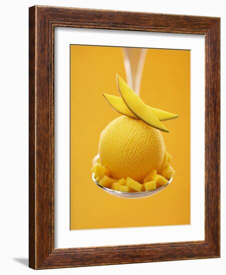 Mango Sorbet with Fresh Fruit on a Spoon-Marc O^ Finley-Framed Photographic Print