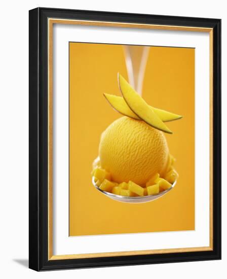 Mango Sorbet with Fresh Fruit on a Spoon-Marc O^ Finley-Framed Photographic Print