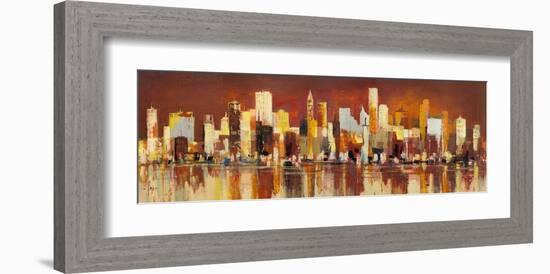 Manhattan al tramonto-Luigi Florio-Framed Giclee Print