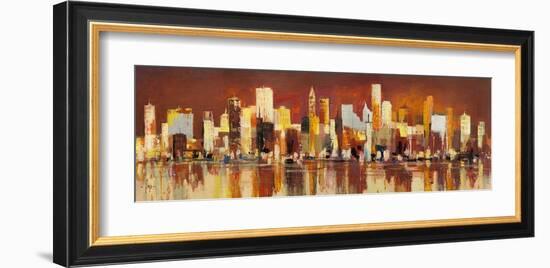 Manhattan al tramonto-Luigi Florio-Framed Giclee Print