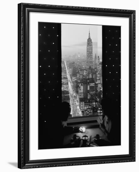 Manhattan at Night-null-Framed Art Print