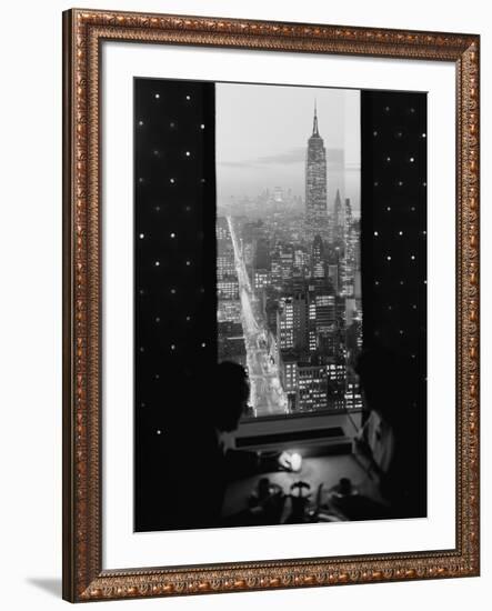 Manhattan at Night-null-Framed Art Print