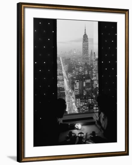 Manhattan at Night-null-Framed Art Print