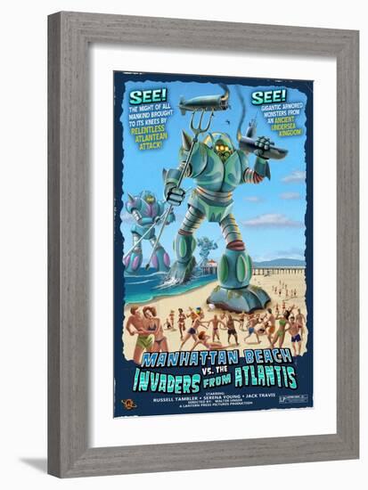 Manhattan Beach, California - Atlantean Invaders-Lantern Press-Framed Art Print