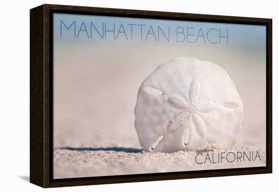 Manhattan Beach, California - Sand Dollar and Beach-Lantern Press-Framed Stretched Canvas