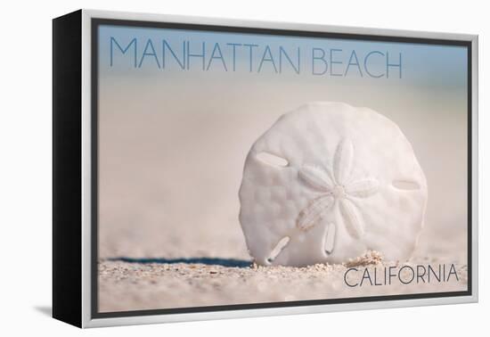 Manhattan Beach, California - Sand Dollar and Beach-Lantern Press-Framed Stretched Canvas
