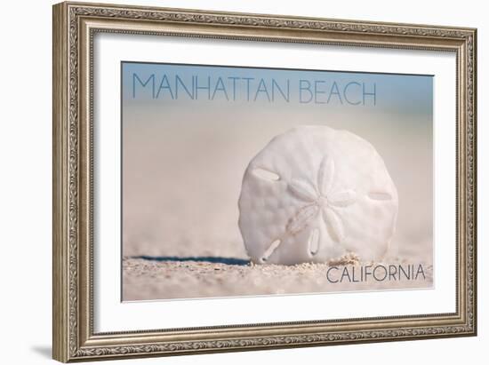 Manhattan Beach, California - Sand Dollar and Beach-Lantern Press-Framed Art Print