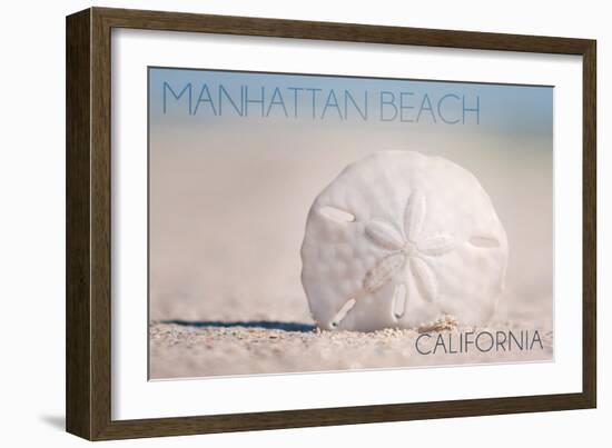 Manhattan Beach, California - Sand Dollar and Beach-Lantern Press-Framed Art Print