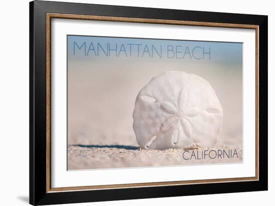 Manhattan Beach, California - Sand Dollar and Beach-Lantern Press-Framed Art Print