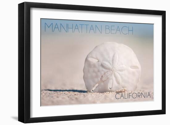 Manhattan Beach, California - Sand Dollar and Beach-Lantern Press-Framed Art Print