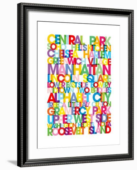 Manhattan Boroughs Bus Blind-Michael Tompsett-Framed Art Print