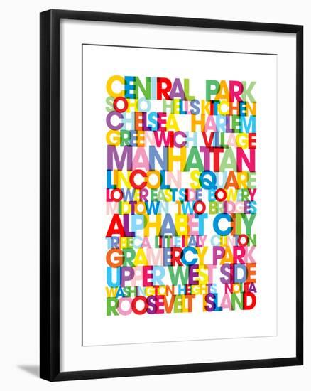 Manhattan Boroughs Bus Blind-Michael Tompsett-Framed Art Print